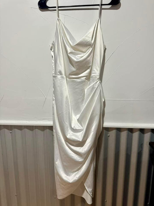 White Satin Dress - Large