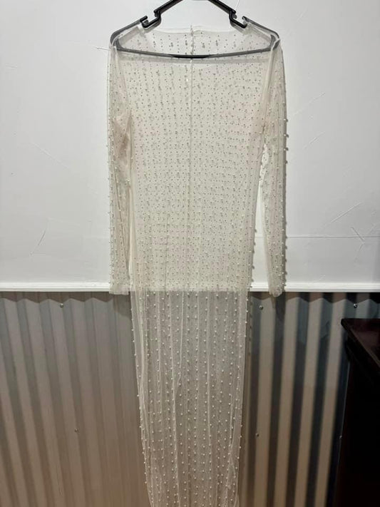 Rhinestone/Pearl Mesh Dress - XL